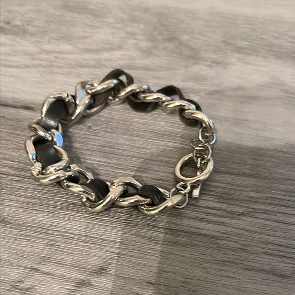 Silver and Black Chain Bracelet